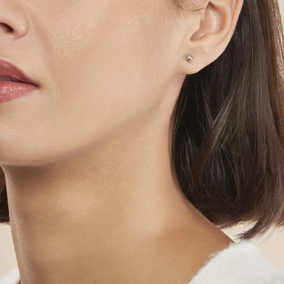 Boucles D'oreilles Puces Virgie Argent Blanc