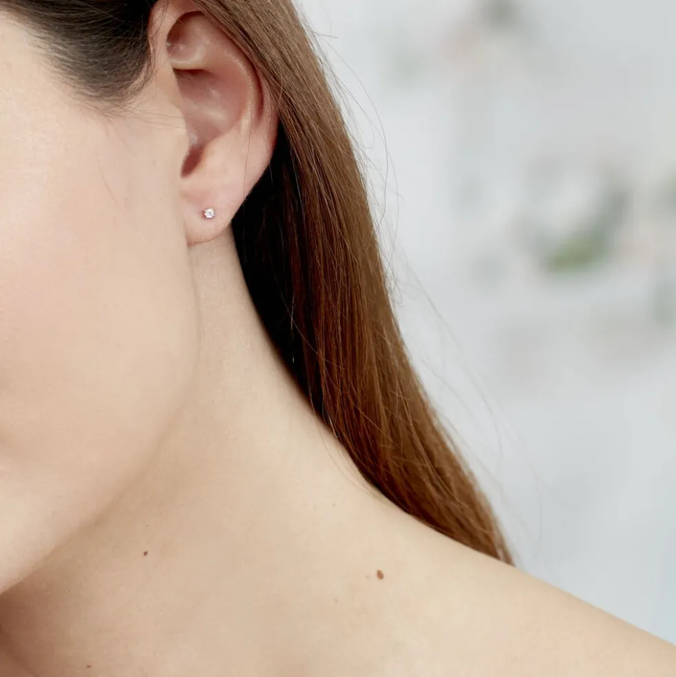 Boucles D'oreilles Puces Victoria Or Blanc Diamant