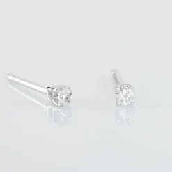 Boucles D'oreilles Puces Victoria Or Blanc Diamant