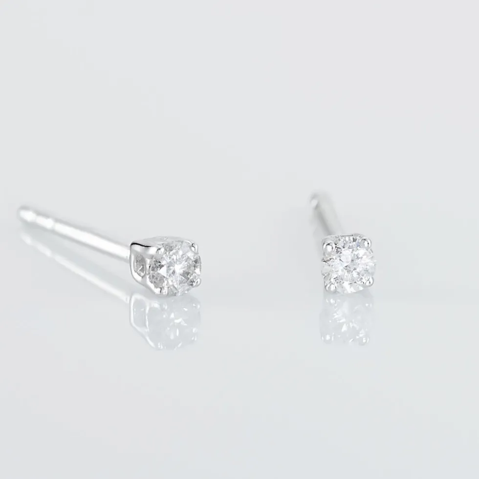 Boucles D'oreilles Puces Victoria Or Blanc Diamant
