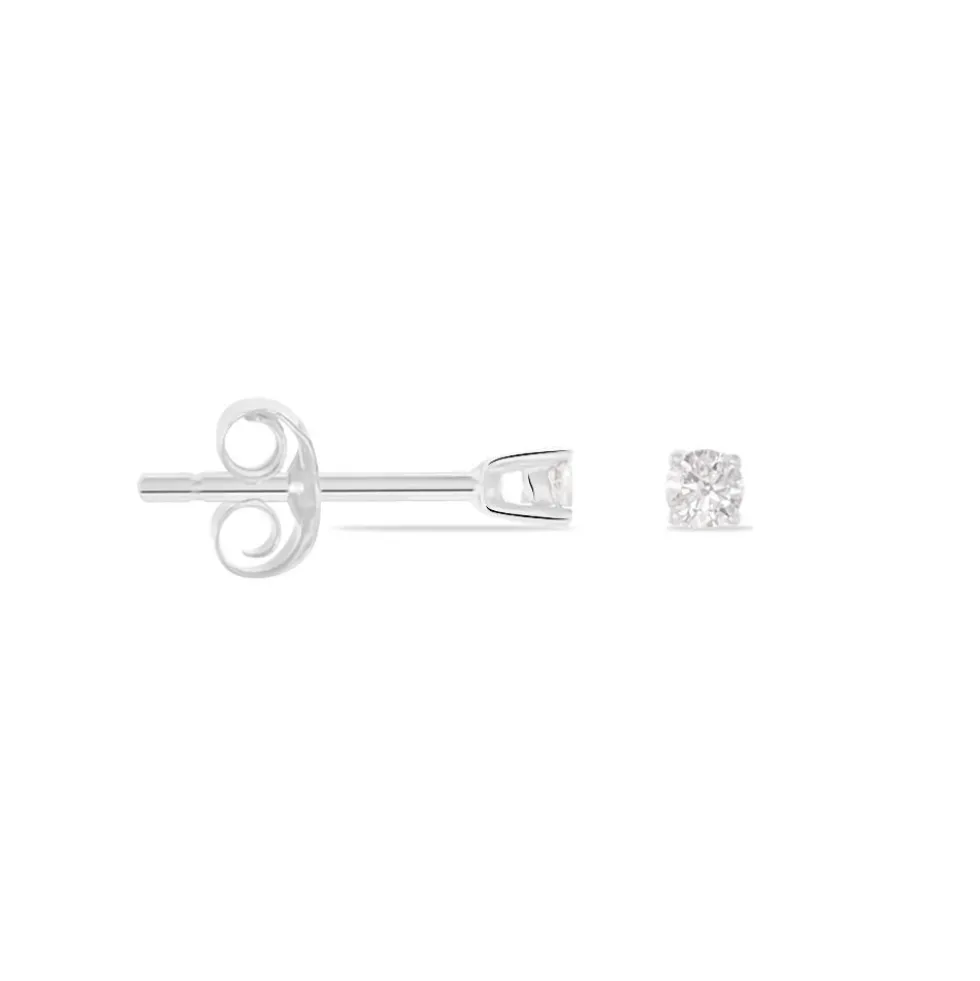 Boucles D'oreilles Puces Victoria Or Blanc Diamant