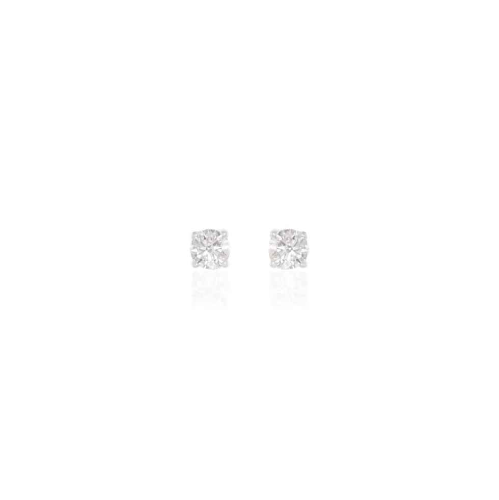 Boucles D'oreilles Puces Victoria Or Blanc Diamant