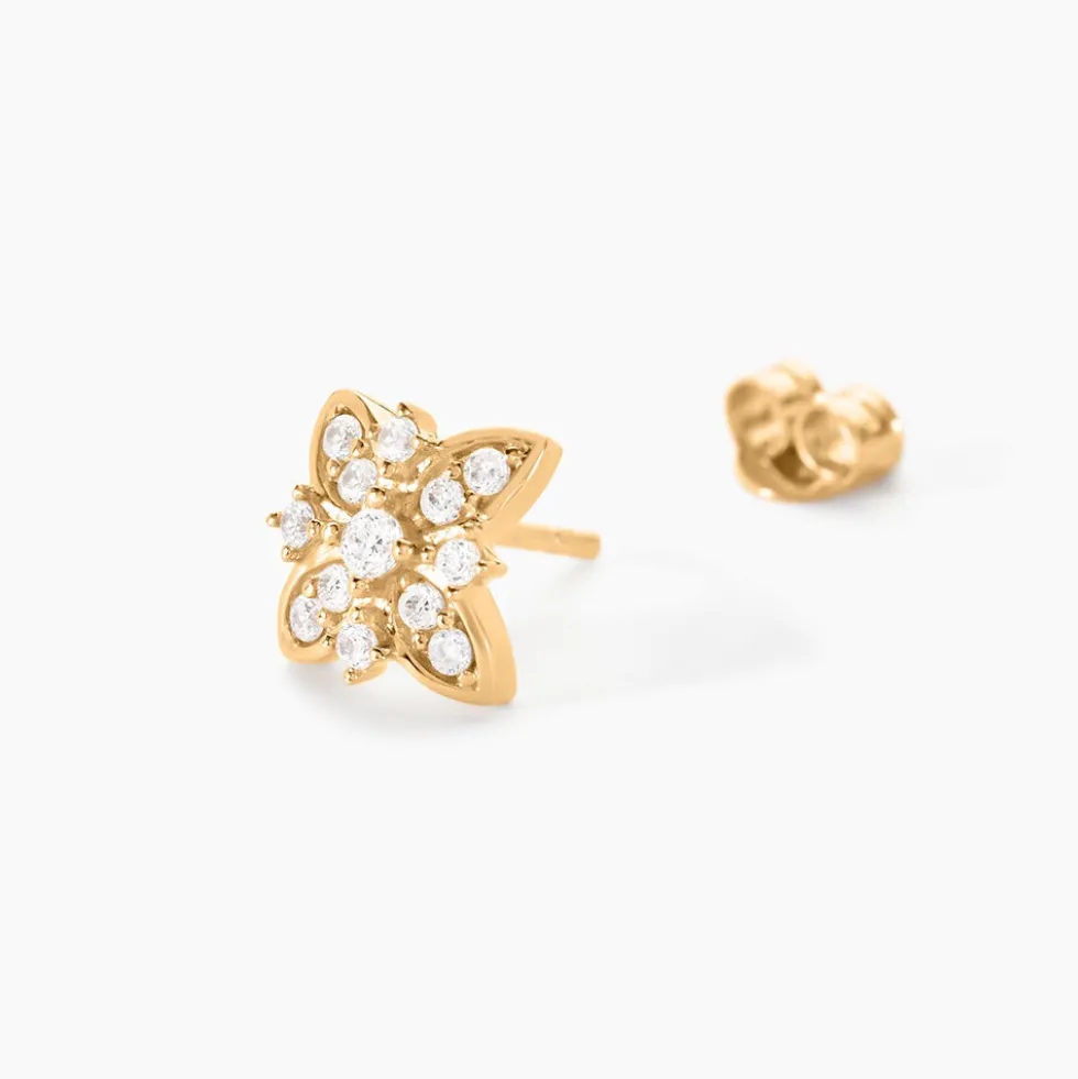 Boucles D'oreilles Puces Vaiana Plaqué Or Jaune Oxyde De Zirconium