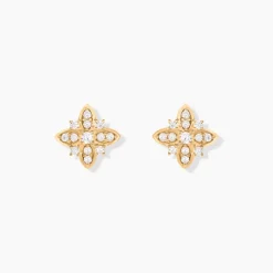 Boucles D'oreilles Puces Vaiana Plaqué Or Jaune Oxyde De Zirconium