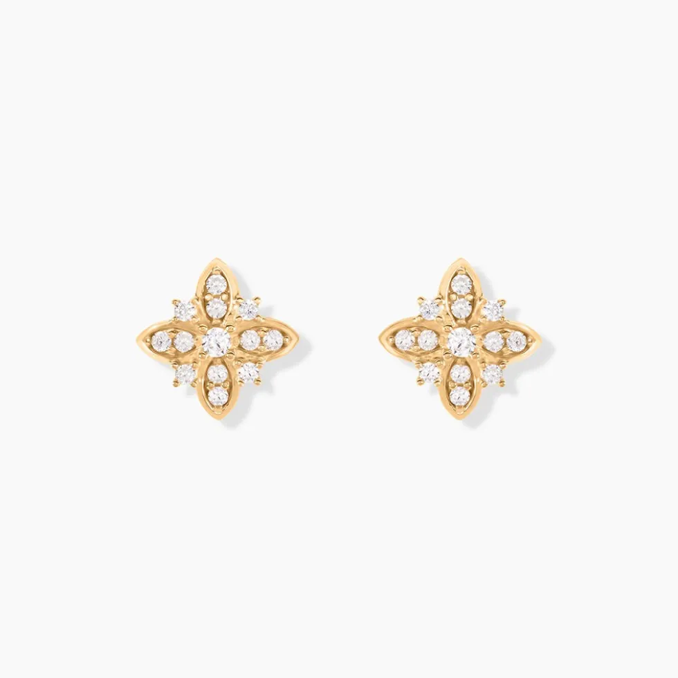 Boucles D'oreilles Puces Vaiana Plaqué Or Jaune Oxyde De Zirconium