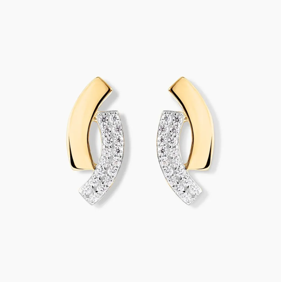 Boucles D'oreilles Puces Vero Or Jaune Oxyde De Zirconium