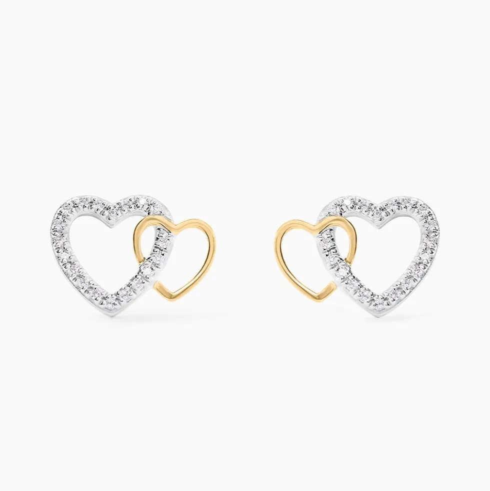 Boucles D'oreilles Puces Ysma Or Jaune Argent Blanc