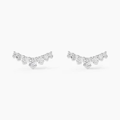 Boucles D'oreilles Puces Zuina Argent Blanc Oxyde De Zirconium