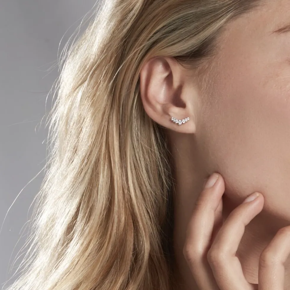 Boucles D'oreilles Puces Zuina Argent Blanc Oxyde De Zirconium