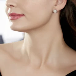 Boucles D'oreilles Puces Zoelle Argent Blanc Nacre