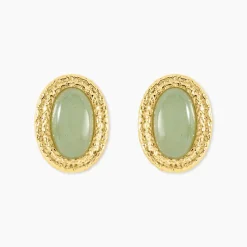 Boucles D'Oreilles Ria Puces Acier Jaune Aventurine
