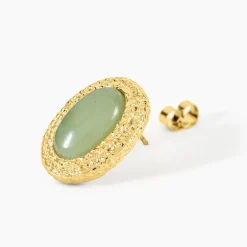 Boucles D'Oreilles Ria Puces Acier Jaune Aventurine