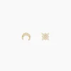 Boucles D'oreilles Dépareillées Munroe Or Jaune Oxyde De Zirconium