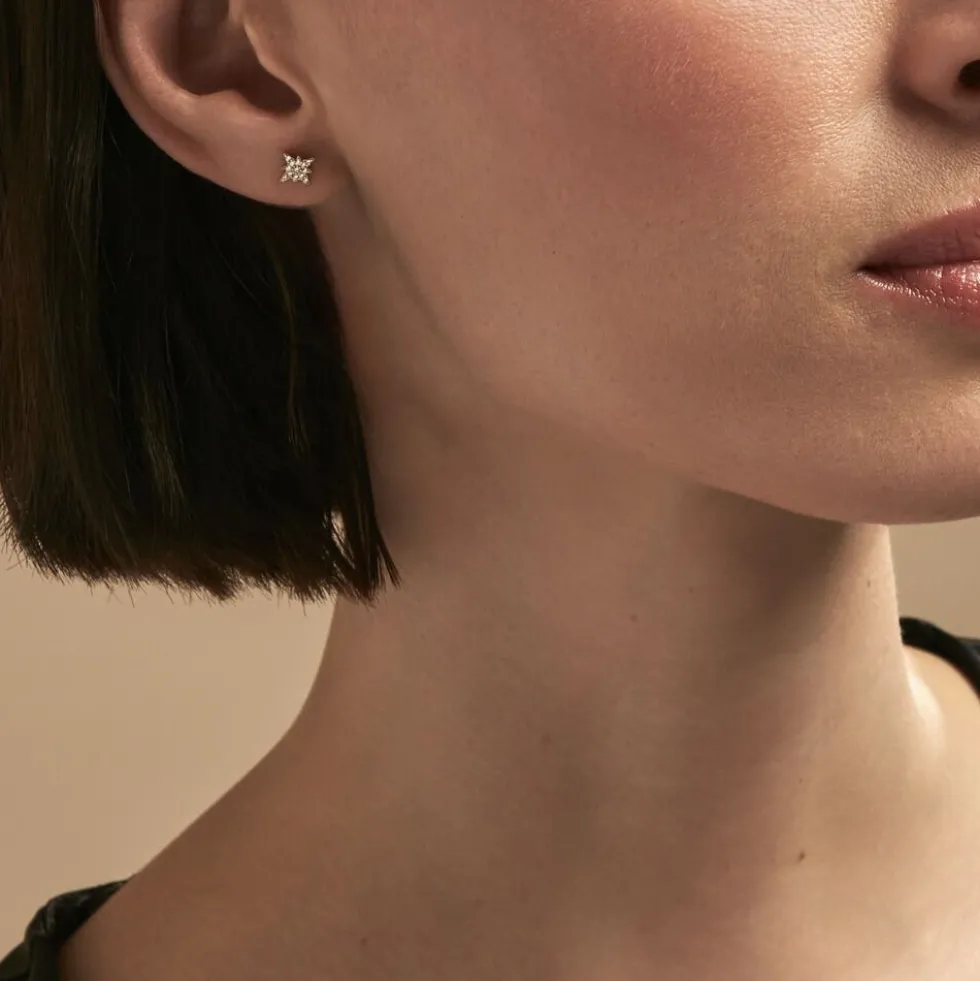 Boucles D'oreilles Dépareillées Munroe Or Jaune Oxyde De Zirconium