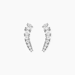 Boucles D'oreilles Grimpantes Aldrick Argent Blanc Oxyde De Zirconium