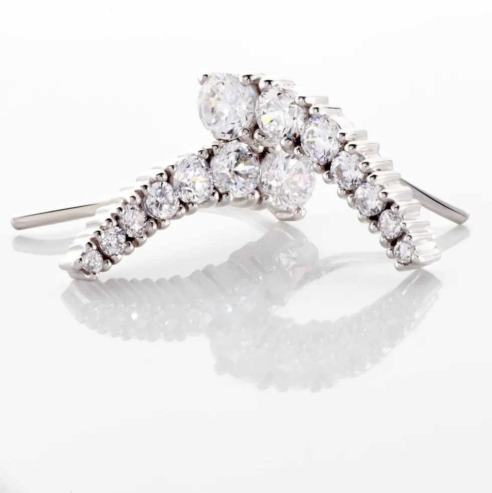 Boucles D'oreilles Grimpantes Aldrick Argent Blanc Oxyde De Zirconium