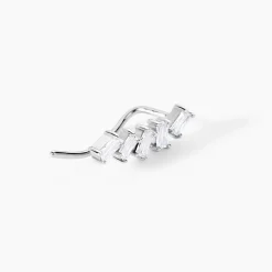 Boucles D'oreilles Grimpantes Adonia Argent Blanc Oxyde De Zirconium