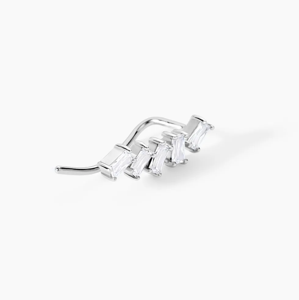 Boucles D'oreilles Grimpantes Adonia Argent Blanc Oxyde De Zirconium