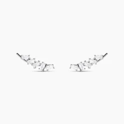 Boucles D'oreilles Grimpantes Adonia Argent Blanc Oxyde De Zirconium