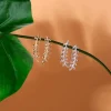 Boucles D'oreilles Grimpantes Folia Argent Blanc