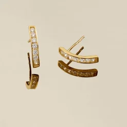 Boucles D'oreilles Jacoba Rondes Or Jaune Oxyde De Zirconium
