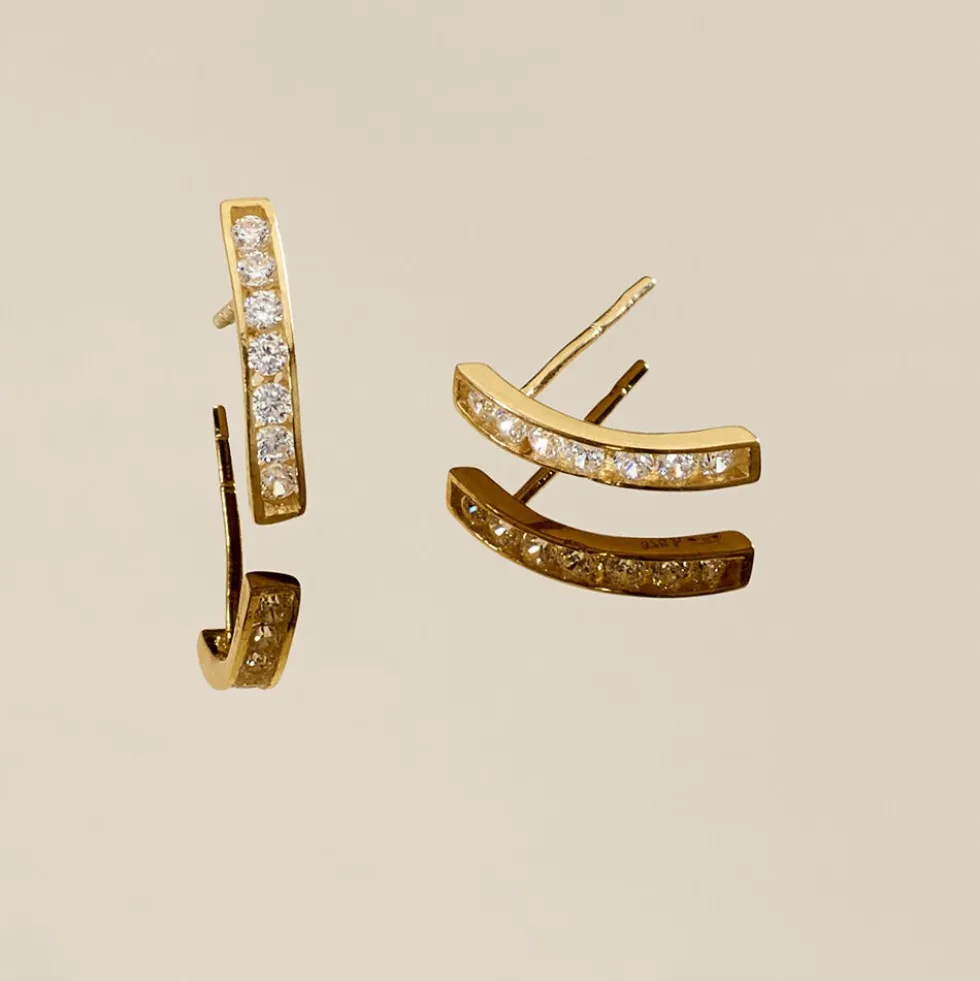 Boucles D'oreilles Jacoba Rondes Or Jaune Oxyde De Zirconium