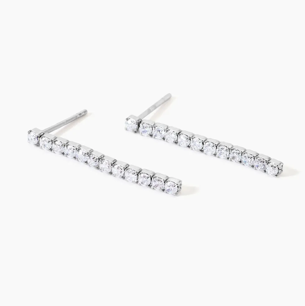 Boucles D'Oreilles Pendantes Lexane Argent Blanc Oxyde De Zirconium