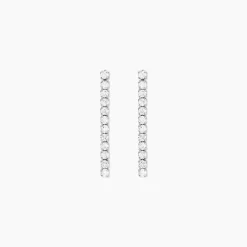 Boucles D'Oreilles Pendantes Lexane Argent Blanc Oxyde De Zirconium