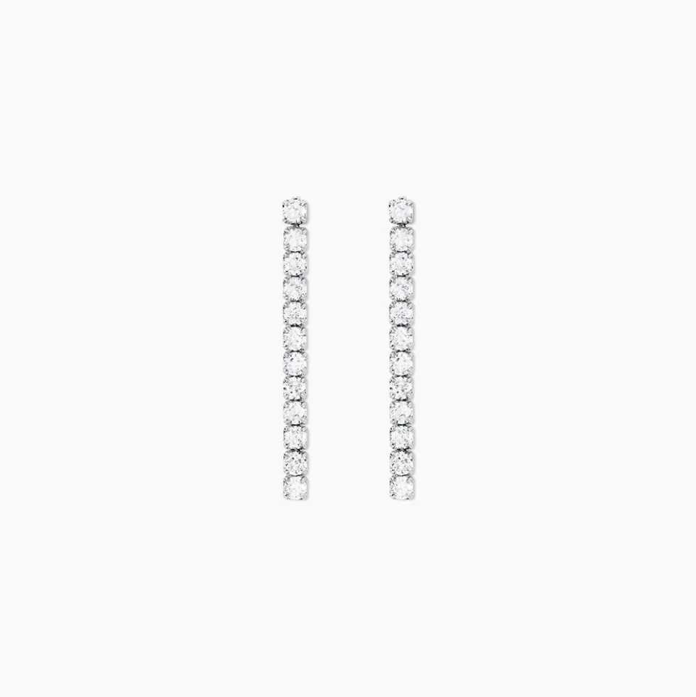 Boucles D'Oreilles Pendantes Lexane Argent Blanc Oxyde De Zirconium