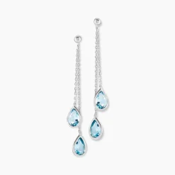 Boucles D'oreilles Pendantes Carlyn Or Blanc Topaze