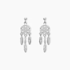 Boucles D'oreilles Pendantes Oniria Argent Blanc