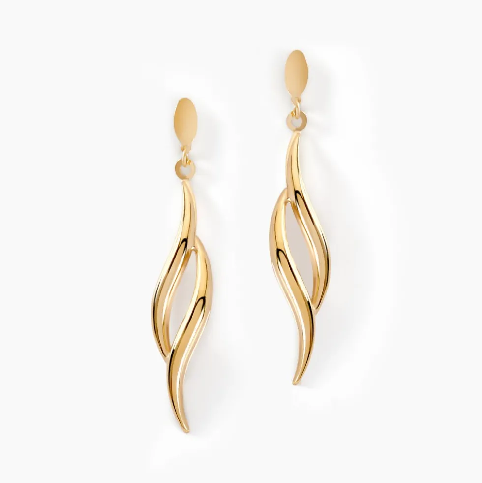 Boucles D'oreilles Pendantes Merone Vagues Or Jaune