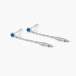 Boucles D'oreilles Pendantes Lottie Argent Blanc Turquoise