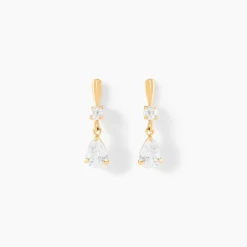 Boucles D'oreilles Pendantes Ernst Goutte Or Jaune Oxyde De Zirconium