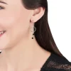 Boucles D'oreilles Pendantes Tamar Argent Blanc Pierre De Synthese