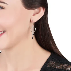 Boucles D'oreilles Pendantes Tamar Argent Blanc Pierre De Synthese