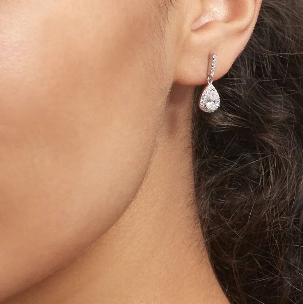 Boucles D'oreilles Pendantes Briony Argent Blanc Oxyde De Zirconium