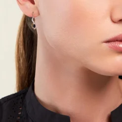 Boucles D'oreilles Pendantes Ondulations Or Jaune Saphir Diamant