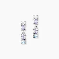 Boucles D'Oreilles Pendantes Dion Argent Blanc Oxyde De Zirconium