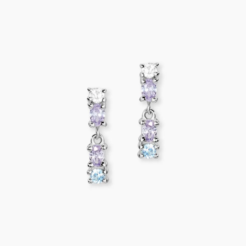 Boucles D'Oreilles Pendantes Dion Argent Blanc Oxyde De Zirconium