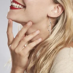 Boucles D'oreilles Pendantes Rizlaine Argent Blanc