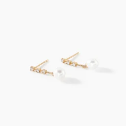 Boucles D'oreilles Pendantes Louise-marie Or Jaune Perle De Culture