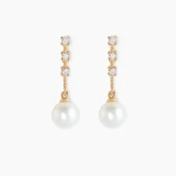 Boucles D'oreilles Pendantes Louise-marie Or Jaune Perle De Culture