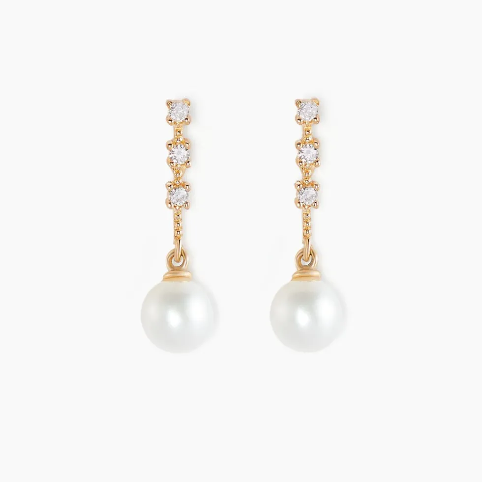 Boucles D'oreilles Pendantes Louise-marie Or Jaune Perle De Culture