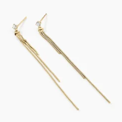 Boucles D'oreilles Pendantes Carrine Or Jaune Oxyde De Zirconium