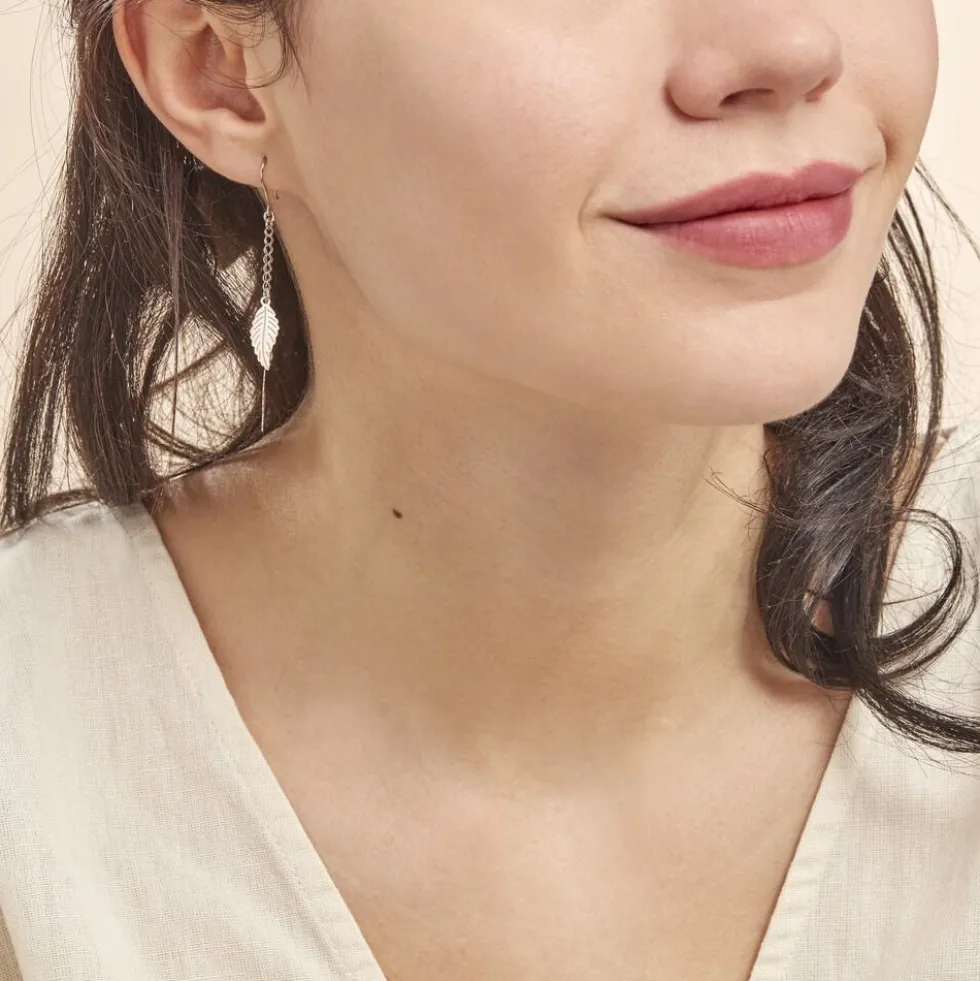 Boucles D'oreilles Pendantes Fabia Argent Blanc
