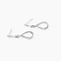 Boucles D'oreilles Pendantes Vanessa Or Blanc Diamant