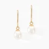 Boucles D'oreilles Pendantes Baroque Or Jaune Perle De Culture