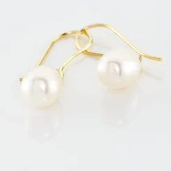 Boucles D'oreilles Pendantes Baroque Or Jaune Perle De Culture
