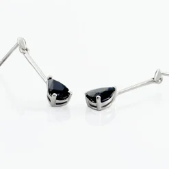 Boucles D'oreilles Pendantes Pluie D'Eclat Or Blanc Saphir